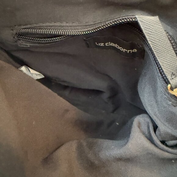 Liz Claiborne Adjustable Crossbody Messenger Bag Black Gold Hardware Polyvinyl - Picture 8 of 11